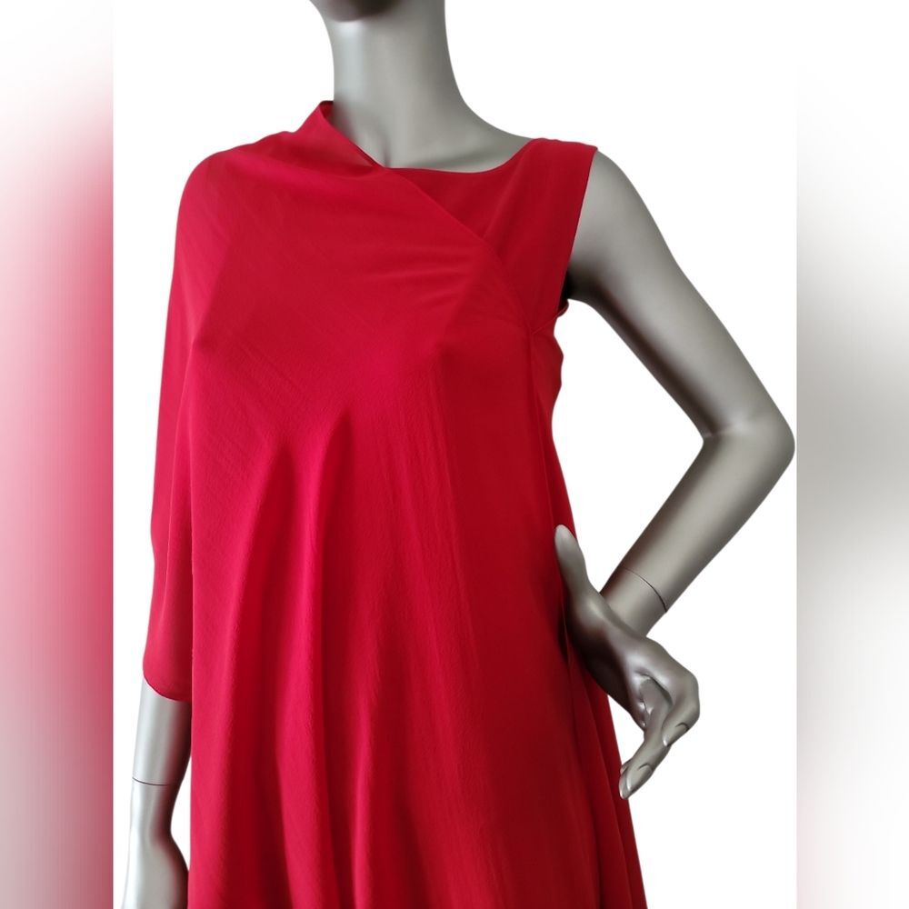 Eileen Fisher Sheer Silk Georgette Wrap In Scarlet One Size - Picture 2 of 11